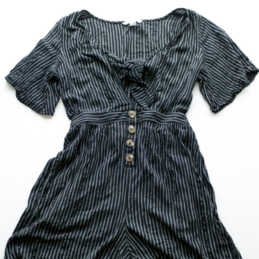American Eagle Black White Striped Romper XS